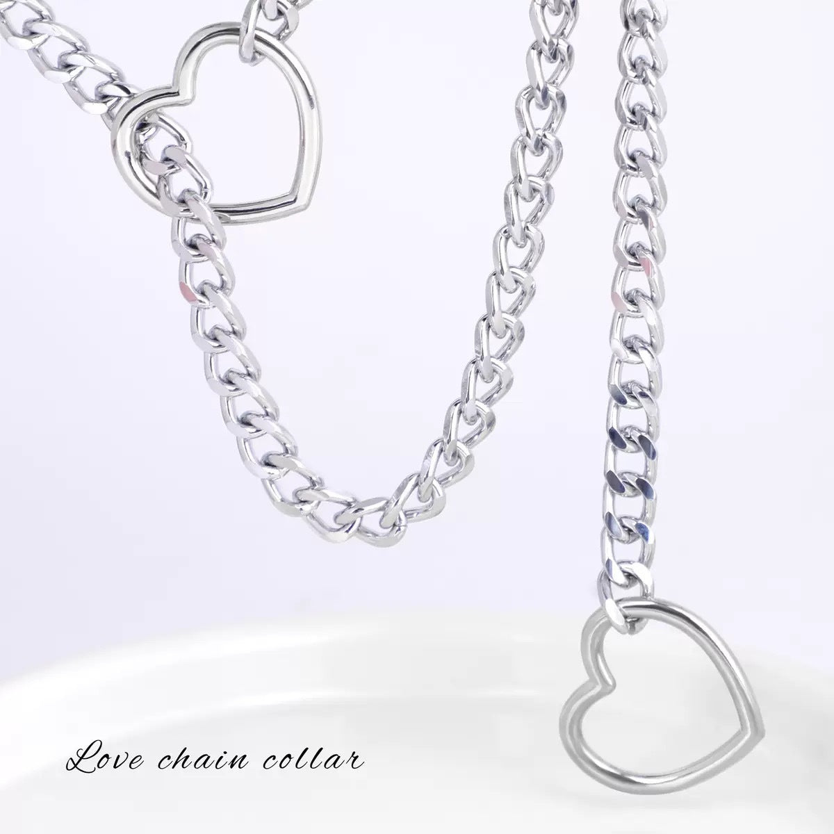 European And American Personalized PU Leather Heart And Circle O Necklace