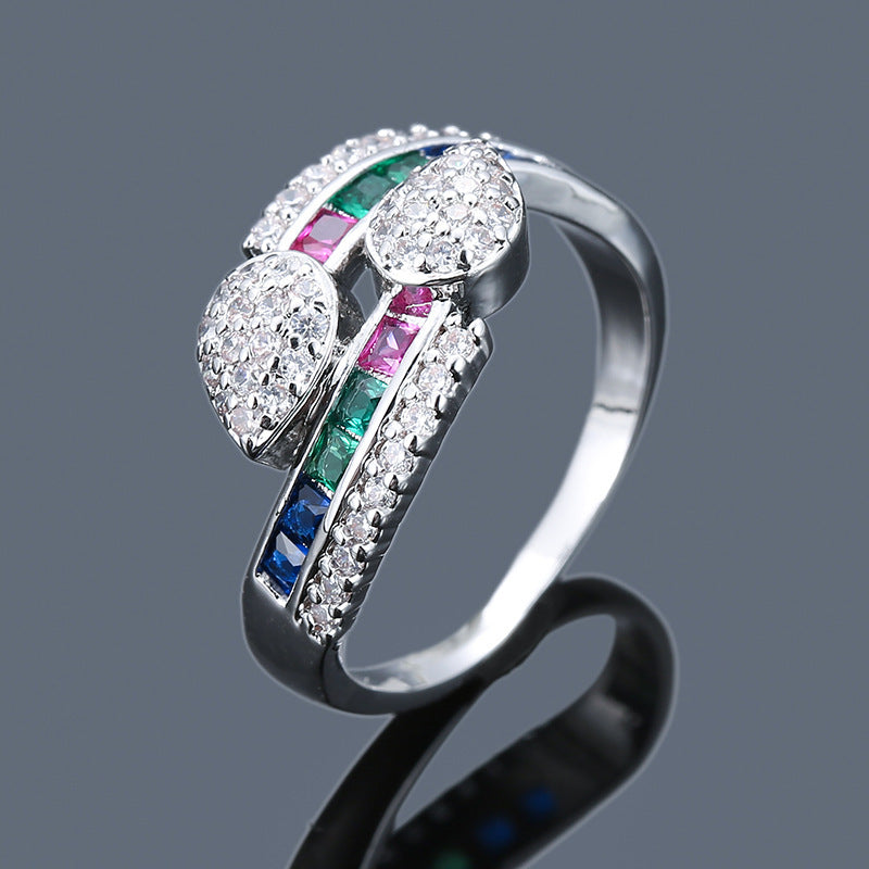 Women's Ring Inlaid With Colorful Zircon Gold-plated Ring