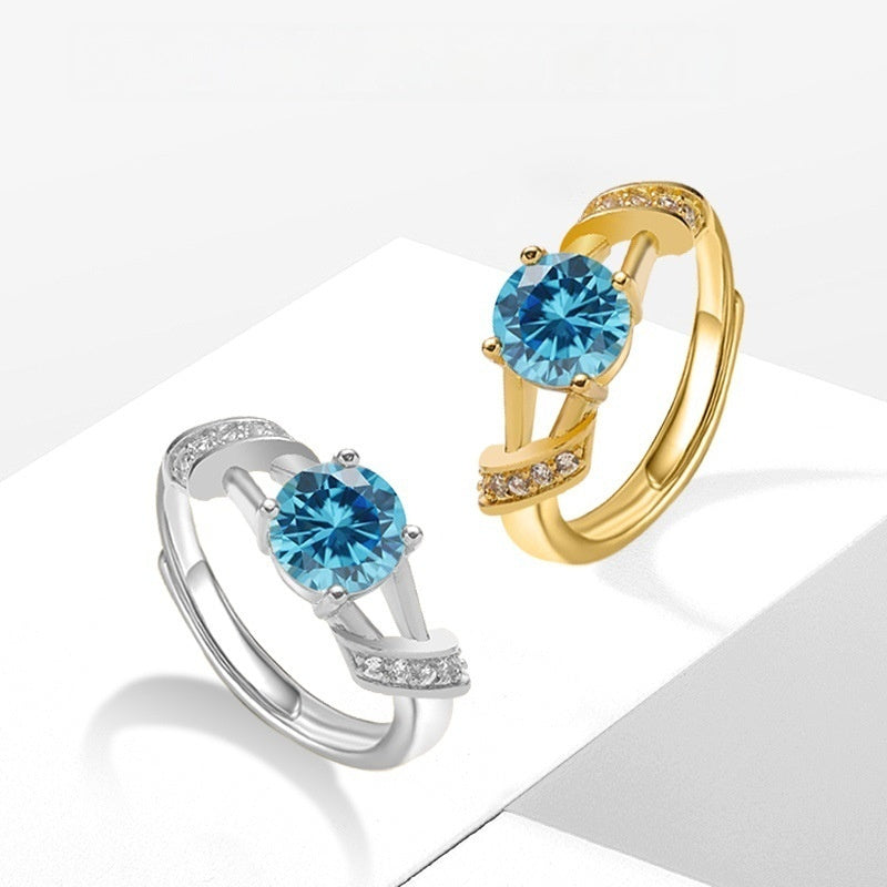 Fashion Blue Small Diamond Men's And Women's Rings