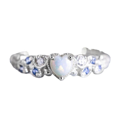 Flower Opal Ocean Heart Love Women's Peach Heart Ring