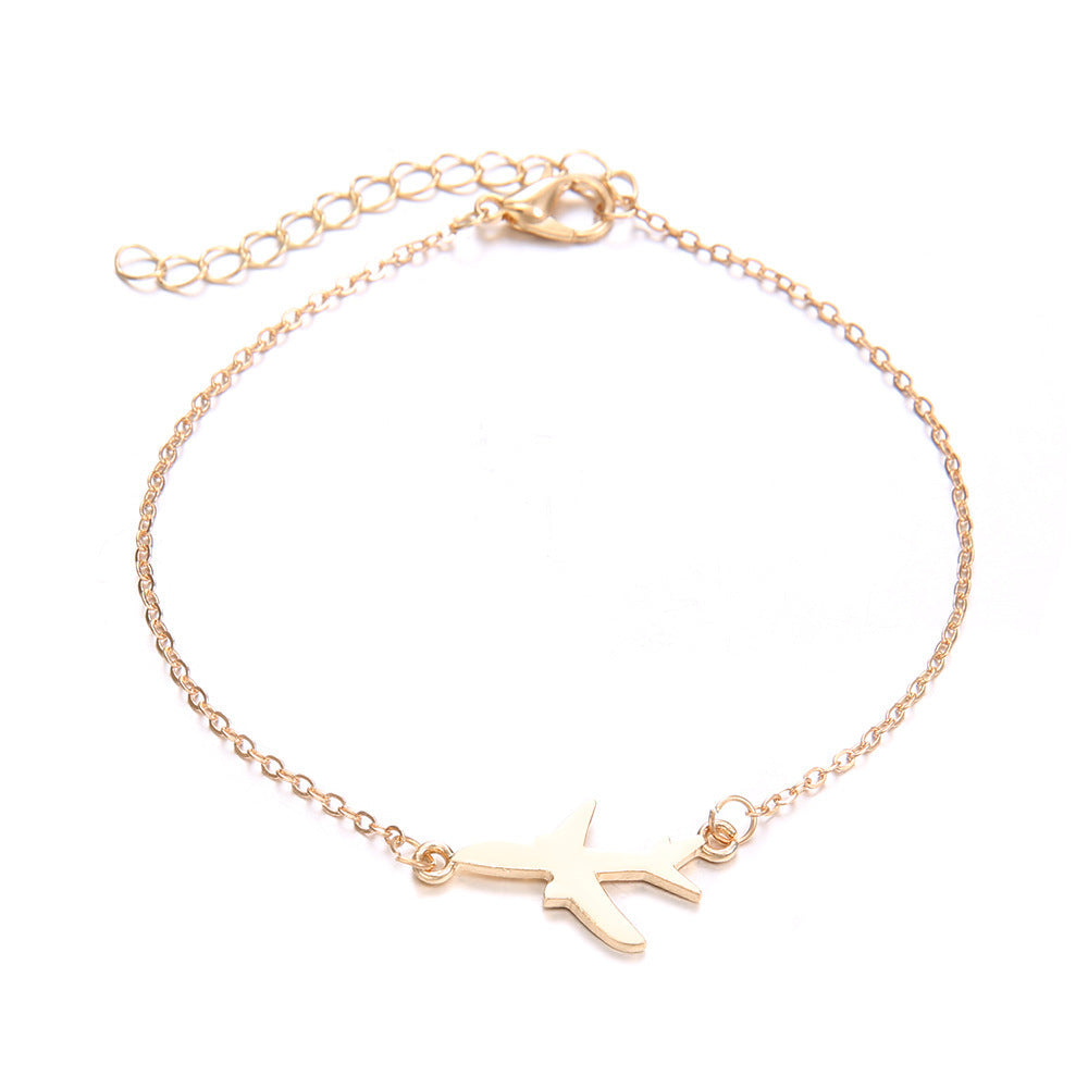 European And American Bohemian Aircraft Map Charm Bracelet 3-piece Set For Women