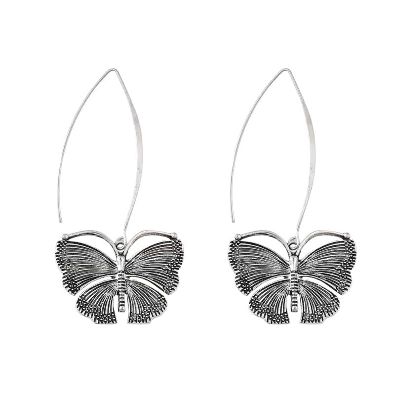 European And American Retro Long Butterfly Pendant Earrings