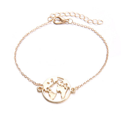 European And American Bohemian Aircraft Map Charm Bracelet 3-piece Set For Women