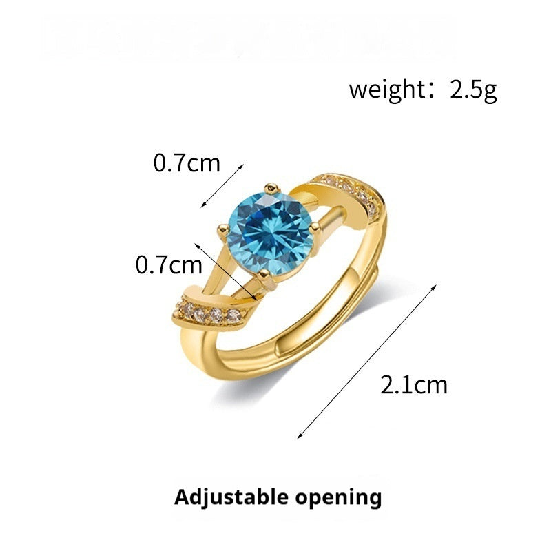 Fashion Blue Small Diamond Men's And Women's Rings