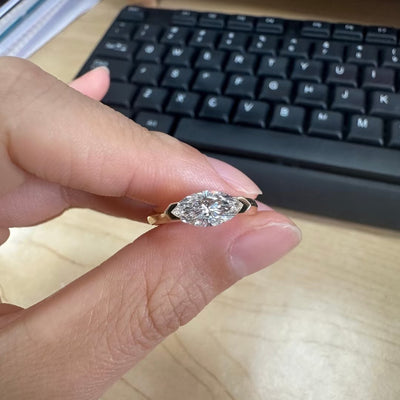 Light Luxury All-match Daily Suspension Horse Eye Sparking Zirconium Fashion Ring Horse Eye Diamond Ring