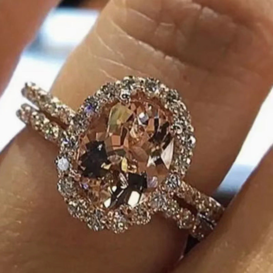 New Luxury Micro-inlaid Zircon Ring Women's Fashion