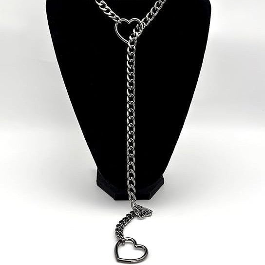 European And American Personalized PU Leather Heart And Circle O Necklace