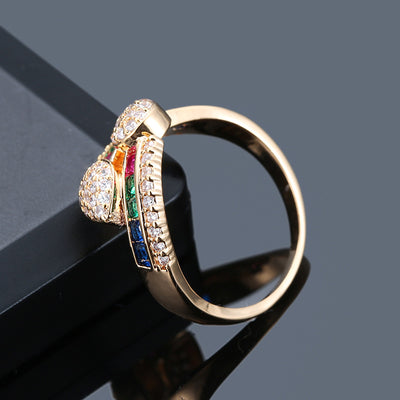 Women's Ring Inlaid With Colorful Zircon Gold-plated Ring