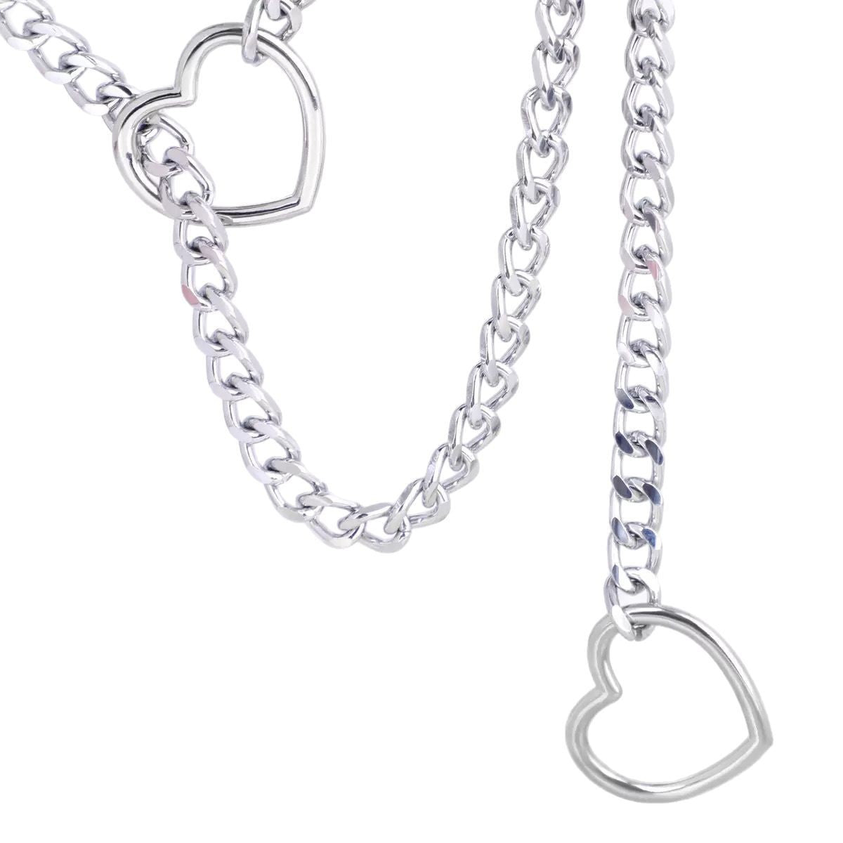 European And American Personalized PU Leather Heart And Circle O Necklace