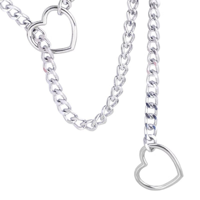 European And American Personalized PU Leather Heart And Circle O Necklace