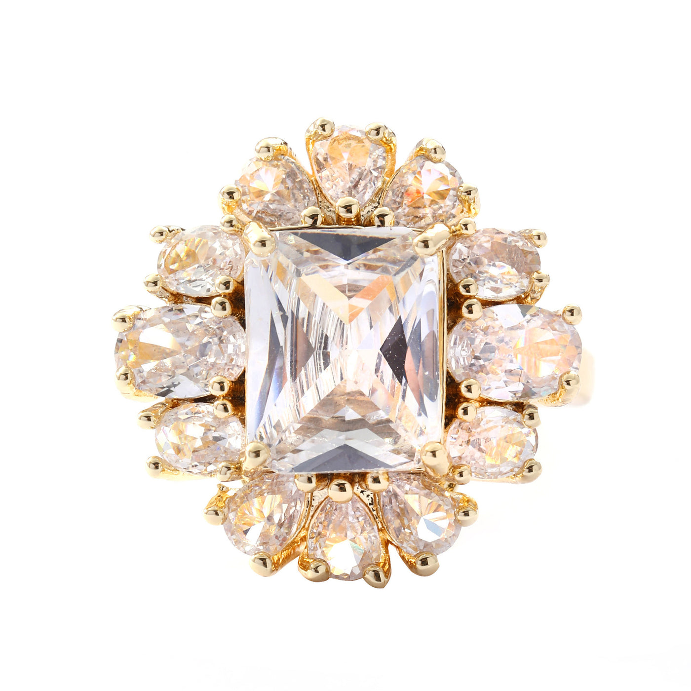 Copper Inlaid Zircon Square Ring Exquisite Temperament Entry Lux High Sense