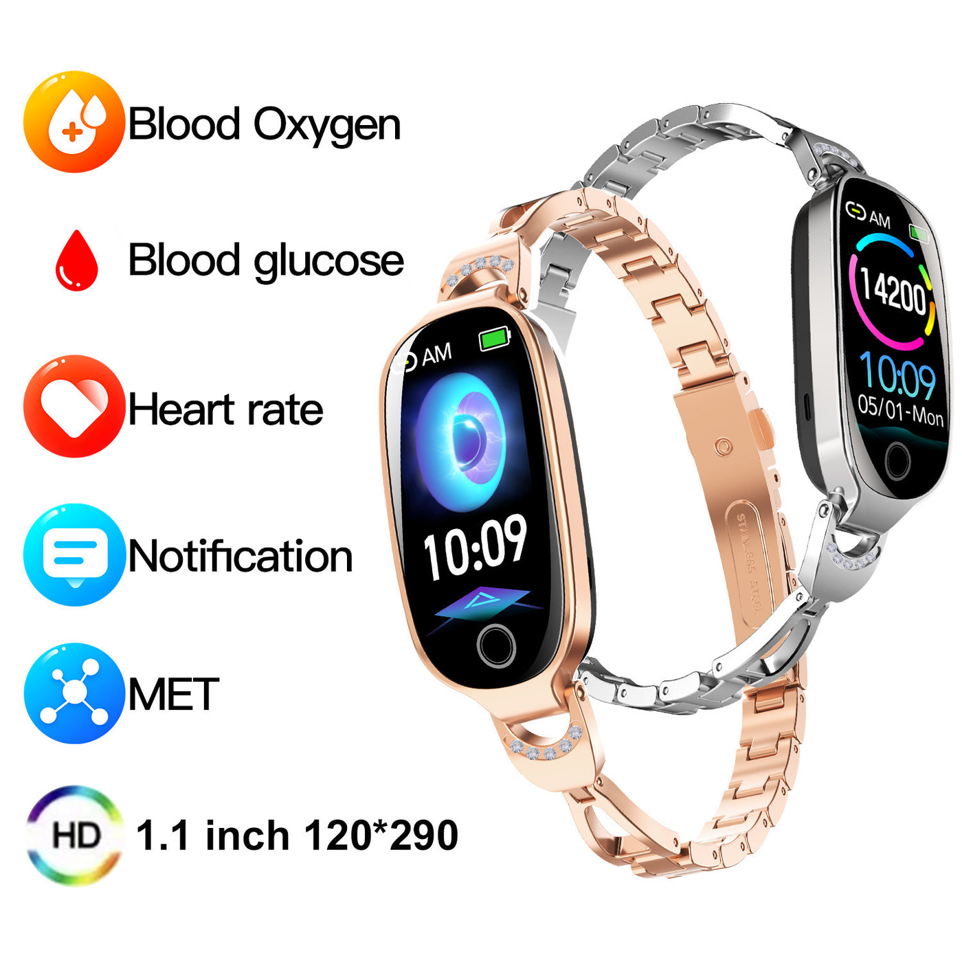 Women's Smart Watch Non-invasive Blood Glucose Menstrual