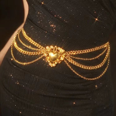 Gold Multi-layer Chain Love Waist Chain