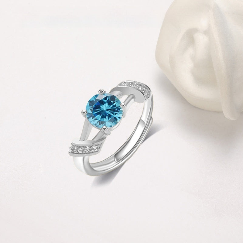 Fashion Blue Small Diamond Men's And Women's Rings